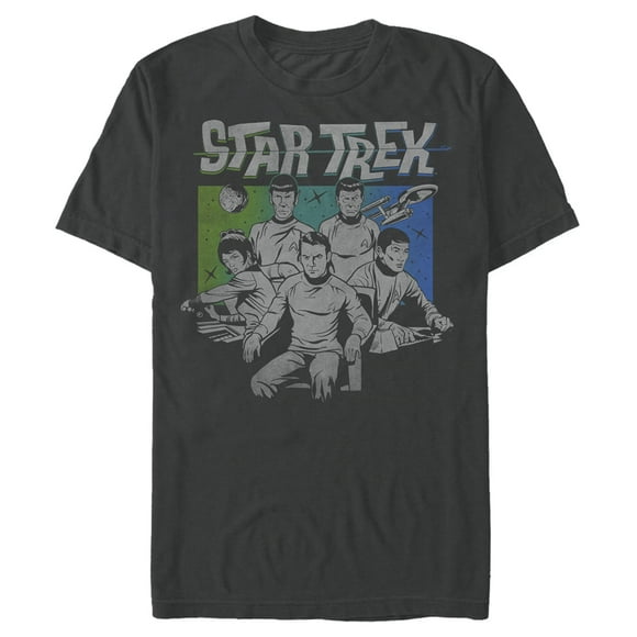 Hommes Star Trek: la Série Animée Kirk et Équipage T-Shirt - Charcoal - Grand