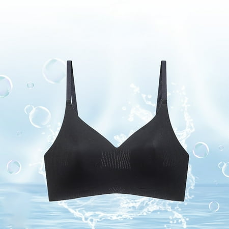LLYWEY No Wire Bras for Women on Clearance V Neck Sports Bra Ladies T-Shirt Bra Style-1096 Women Multiway Bra Feature Adult Female T-Shirt Sports Bras Black 36B