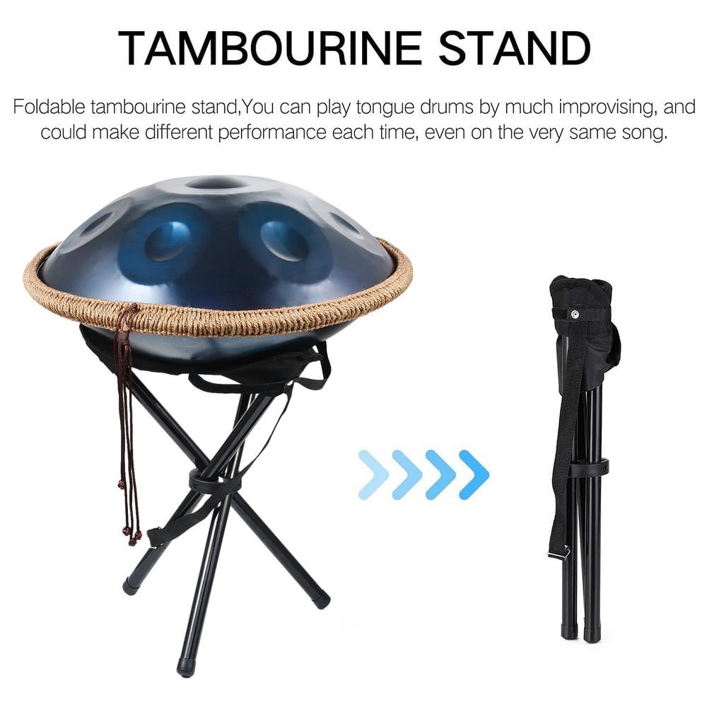 WAASOSCON Music Handpan 18 Inches Classic 9-Note G Minor Hand Pan With Drum Storage Bag Mallet Braid Stand Sound Stickers Cleaning Cloth for Children Adults lovable
