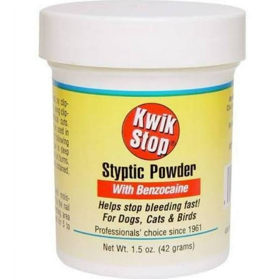 Vet Supply Kwik Stop Styptic Powder w/ Benzocaine 1.5oz Nails Trim Stop Bleeding