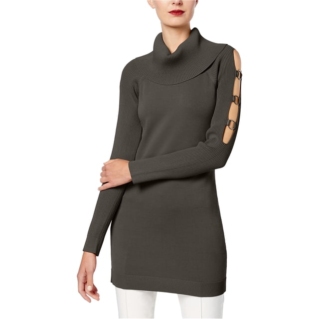 I.N.C Womens Cut Out Tunic Sweater, Grey, Medium