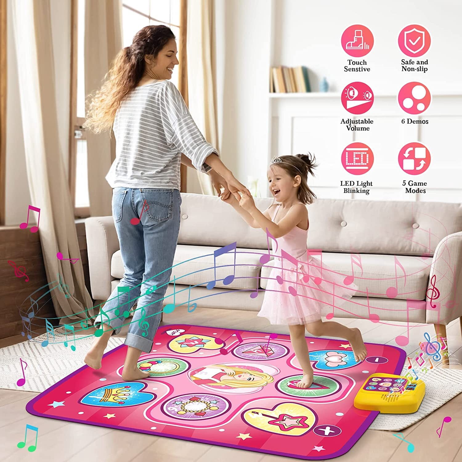 Beefunni Dance Mat Toys for 3-10 Year Old Girls,5 Game Modes Including 3 Challenge Levels,Christmas Birthday Gifts for 3-8 Year Old Girls