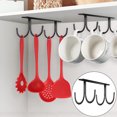 thumbnail image 4 of Lower Cabinet Coffee Cup Rack Organizer | Undershelf Hanging Cup Holder | Heavy-Duty Iron Black Cup Hook | Space-Saving Under Cabinet Storage | Easy Install | Holds Mugs Glasses Keys | 4 Hooks, 4 of 7