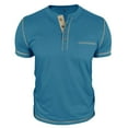 thumbnail image 3 of SWSMCLT Men's Breathable Henley Shirt Fall Cotton Loose Button Date Patch Pocket Home Tee Casual T Shirt Comfy Chic Blue1 X-Large, 3 of 5