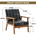 thumbnail image 3 of Holaki Mid Century Modern Accent Chairs Set of 2 with Side Table, Wood and PU Leather Armchairs Side Chair, Lounge Reading Comfy Arm Chair for Living Room, Bedroom, Office, Black, 3 of 10
