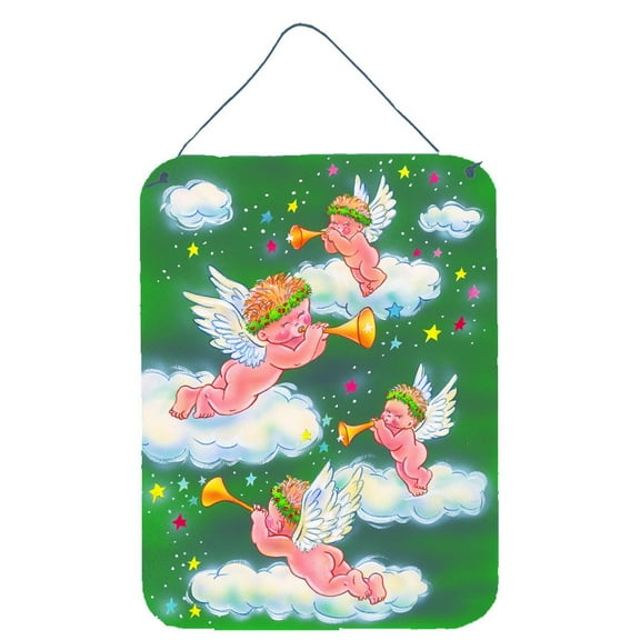 Carolines Treasures AAH7253DS1216 Angels on Green Wall or Door Hanging Prints 12x16 multicolor