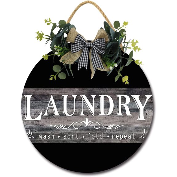 Eveokoki 12" Vintage Laundry Room Decorative Wall Sign Laundry Room Decor Home Family Decorative Sign Inspirational Motto for Laundry Room, Bathroom, and Home