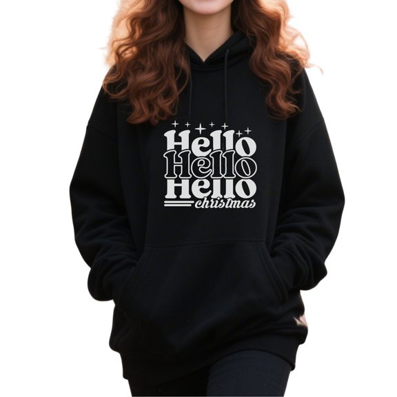 Winter Holiday Christmas Hoodie for Men Women, Holiday Pullover Hooded Sweatshirt, Cozy Cotton Poly Blend, Funny Winter Xmas Gift Outfit