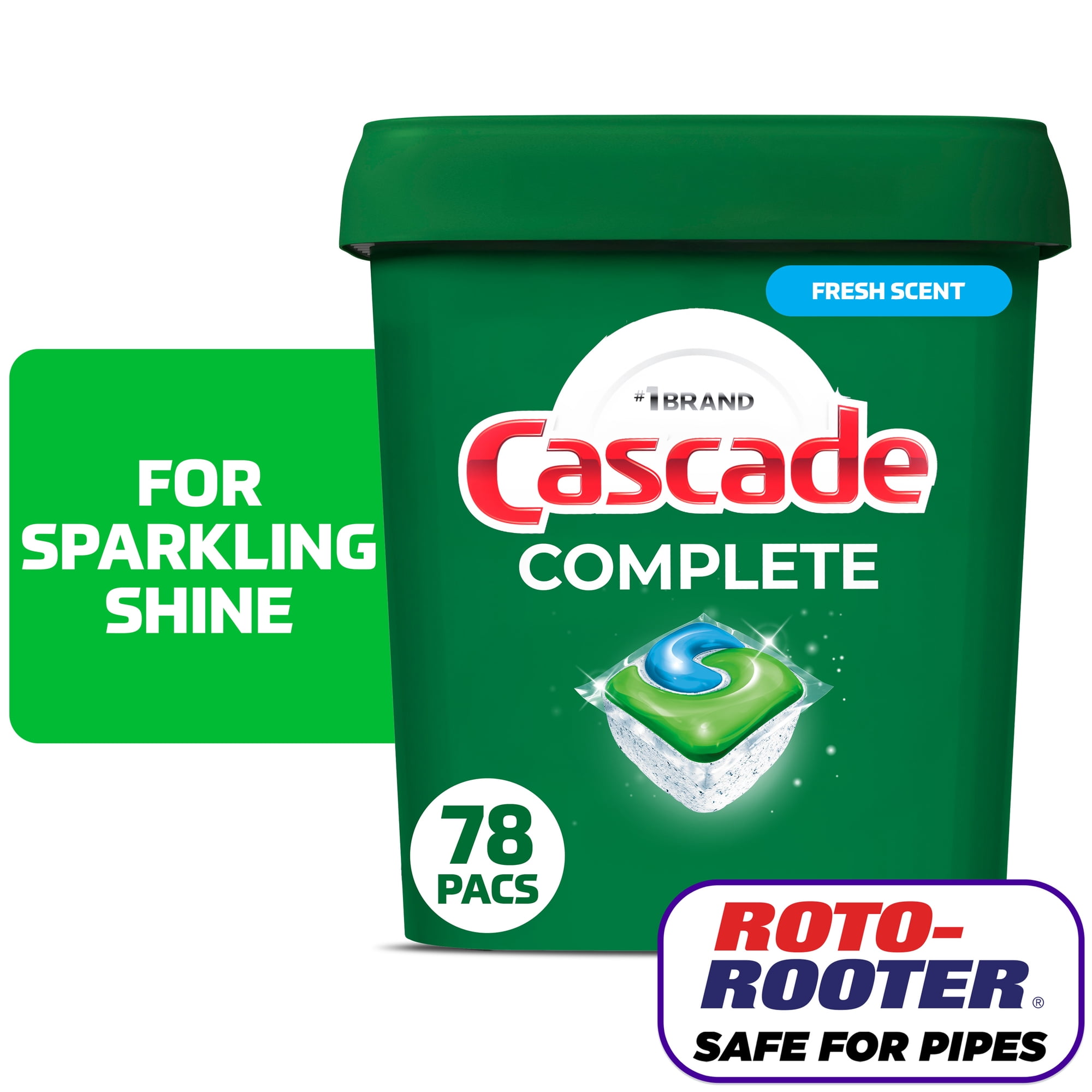 Cascade Complete Dishwasher Pods, Action Pacs Dishwasher Detergent, Dishwasher Tabs, Fresh, 78 Count
