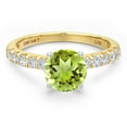 thumbnail image 3 of Gem Stone King 14K Two Tone Gold Green Peridot and Lab Grown Diamond Engagement Ring for Women | 1.38 Cttw | Round 6MM | Gemstone August Birthstone | Size 5, 3 of 6