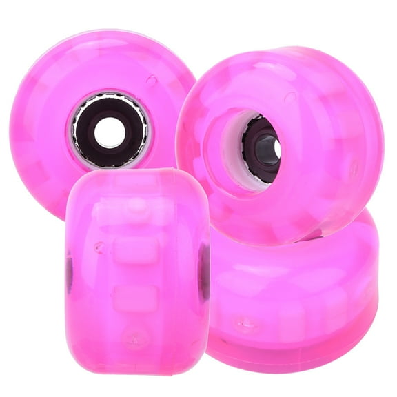 4PCS MS2409 PU Pink 54x36mm Skateboard Double Rocker Flashing Wheel Downspeed Sliding Wheels