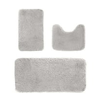 potrochi 3 Piece Bath Rugs Set, Solid Color Universal Soft Comfortable Plush Bath Rugs, Super Soft Microfiber Water Absorbent & Non-Slip Bathroom Rugs with PVC Point Rubber Backing