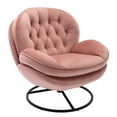 thumbnail image 3 of Velvet Swivel Accent Chair with Ottoman, Modern Chaise Lounge Chair with Metal Frame and Footstool, Comfy Armchair Reading Chair for Living Room Bedroom Office,Pink, 3 of 7
