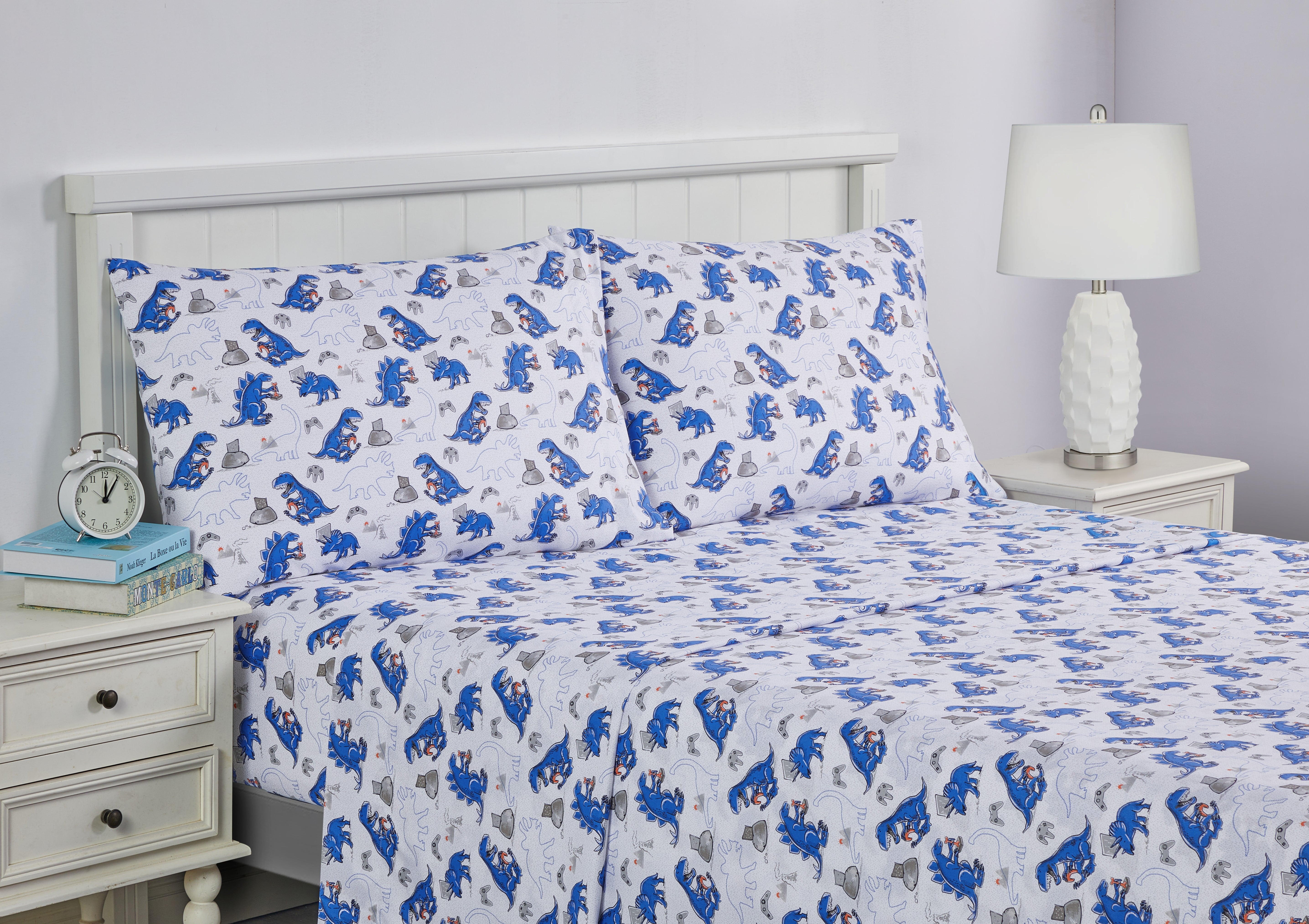 Your Zone Kids Soft Microfiber Sheet Set, Dino Gamer, Full, 4 Pieces