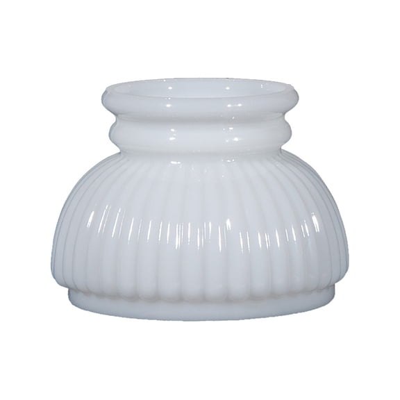 B&P Lamp® 6" Opal Glass Ribbed Student Shade in Pure White Glass for Vintage Style Table Lamps
