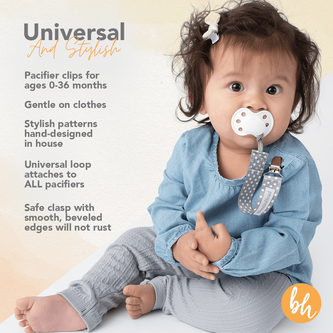 Booginhead Universal Pacifier Clips, Infant Toddler Boys and Girls, Blue Chevron Arrows