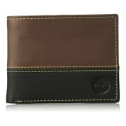 Timberland Men's D67001 Leather Two Tone Billfold Commuter Wallet Brown Black