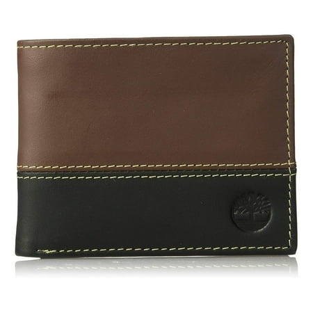 Timberland Men's D67001 Leather Two Tone Billfold Commuter Wallet Brown Black