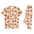 thumbnail image 5 of Domzest Family Halloween Pajama Sets Pumpkin Ghost Printed Short Sleeve Tee & Pants Cute Holiday Sleepwear Set for Kids 6 Years, 5 of 5