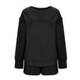 thumbnail image 5 of Womens Oversized Sweatshirt Shorts Sets 2 Piece Outfit Lounge Sweat Shorts Set with Pockets Split Cuffs Sweatsuits (M, Black), 5 of 7