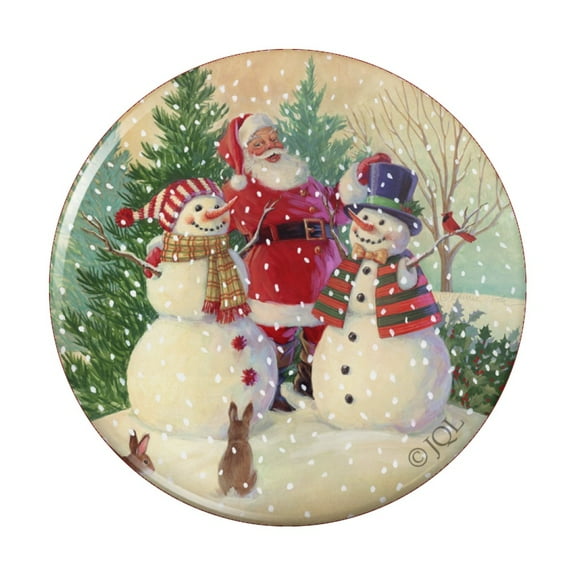 Christmas Holiday Santa Snowman Friends Pinback Button Pin