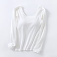 thumbnail image 5 of DHFJKG Long Sleeve Shirts For Women Basic Tee With Built In Bra Scoop Neck Slim Fit Lightweight Casual Base Layer T Shirt Solid Color Cozy Tops, 5 of 5