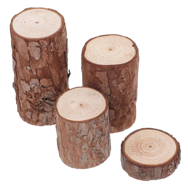 Raindrops 4Pack Tree Bark Decor For Small Animal Habitat Multi Wood Round Decorations