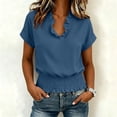 thumbnail image 4 of Women's V-Neck Short-Sleeve Waist-Cinching Casual Loose Summer Top, 4 of 8