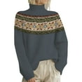 thumbnail image 1 of Breezora Chandail à Col Roulé Contemporain pour Femmes, Design à Imprimé Rétro, Manches Longues, Tricoté, Coupe Ample, Confort, Mode d'Automne, Taille g, Bleu Marine, 1 of 3