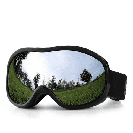 

Dual Lens Ski Goggles Men S Anti Fog Anti Uv Snow Goggles Women S Ski Bike Goggles -Black Border Silver Lenses
