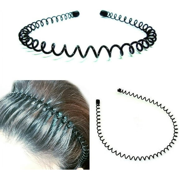 Bling Online Black Spiral Coiled Wire Headband Aliceband.