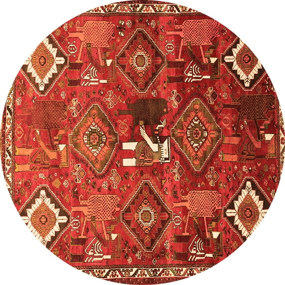Ahgly Company Indoor Round Persian Orange Traditional Area Rugs, 5' Round
