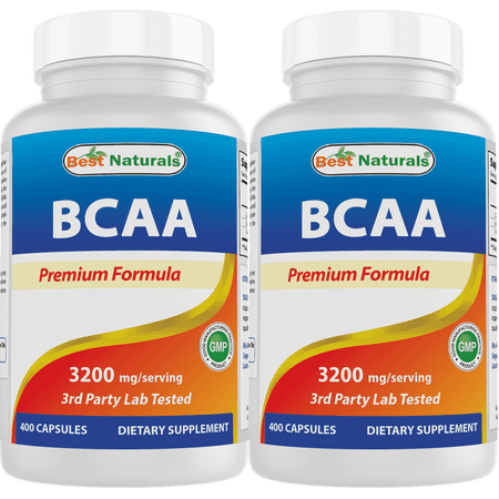 2 Pack Best Naturals BCAA Branch Chain Amino Acid, 3200mg per Serving, 400 Capsules