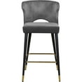 thumbnail image 3 of Pemberly Row Modern 28"H Velvet Counter Stool in Gray (Set of 2), 3 of 4