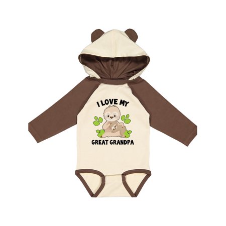 

Inktastic Cute Sloth I Love My Great Grandpa with Green Leaves Gift Baby Boy or Baby Girl Long Sleeve Bodysuit