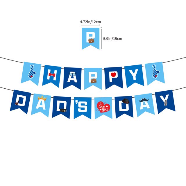 Juego de flores de papel para el Día del Padre, banderines para el Día del Padre, pancarta para el Día del Padre