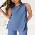thumbnail image 5 of LYMAYTER S-2XL Women Casual Sets Solid Color Loose Suits Comfy Tank Breathable 2-Piece Vacation Outfits, 5 of 9