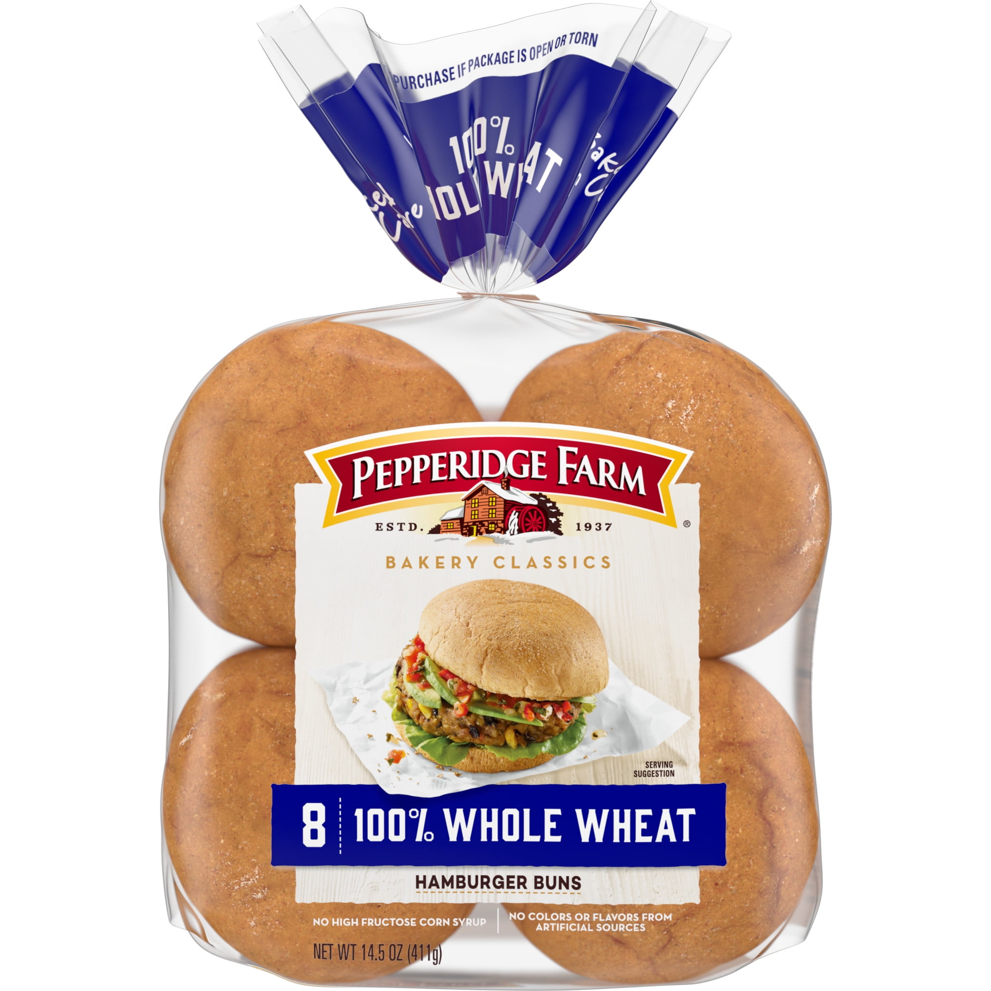 Pepperidge Farm Bakery Classics 100 Whole Wheat Hamburger Buns 8 Pack Bag Walmart Com Walmart Com