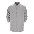 thumbnail image 3 of Men's Linen Shirt Summer Casual Long Sleeve Button Up Plain Collar Beach Wear Spring Daily Clothing For Foreign Trade Comfortable Breathable Lightweight Men's Lightweight Crewneck Tee Tops, 3 of 5