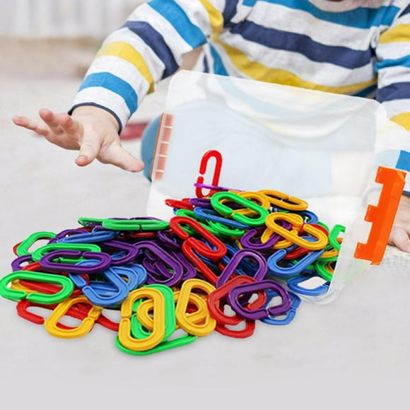 150x Hooks Rainbow C Links, juguetes sensoriales educativos, juguetes de aprendizaje para DIY, eslabones de cadena de eslabones coloridos Yinane Enlaces de gancho