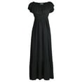 thumbnail image 1 of Robe Paysanne Bohème pour Femmes Épaules Dénudées Manches Courtes Robes Maxi à Volants, 1 of 5
