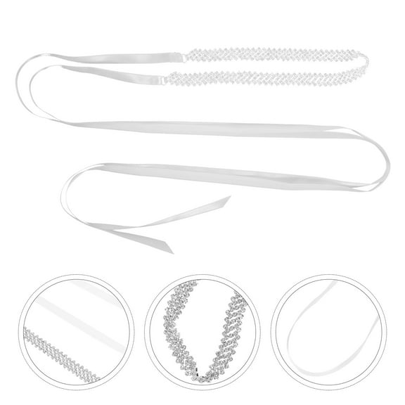 GAXIRE Crystal Rhinestone Applique Belt Bridal Belt Silver Rhinestone 1Pcs 9.8x0.6in