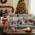 thumbnail image 2 of Christmas Pillow Covers for Decorations 18x18" Red Christmas Pillow Cover Holiday Snowman Decoration Linen Pillow Case for Sofa Couch Xmas Decorations, 2 of 7