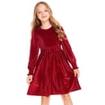 thumbnail image 5 of NIEWTR Little Girl Toddler Velvet Dress Ruffle Long Sleeve Christmas Party Wedding Birthday Holiday Dresses Winter Fall Clothes(Red,8-9 Years), 5 of 7