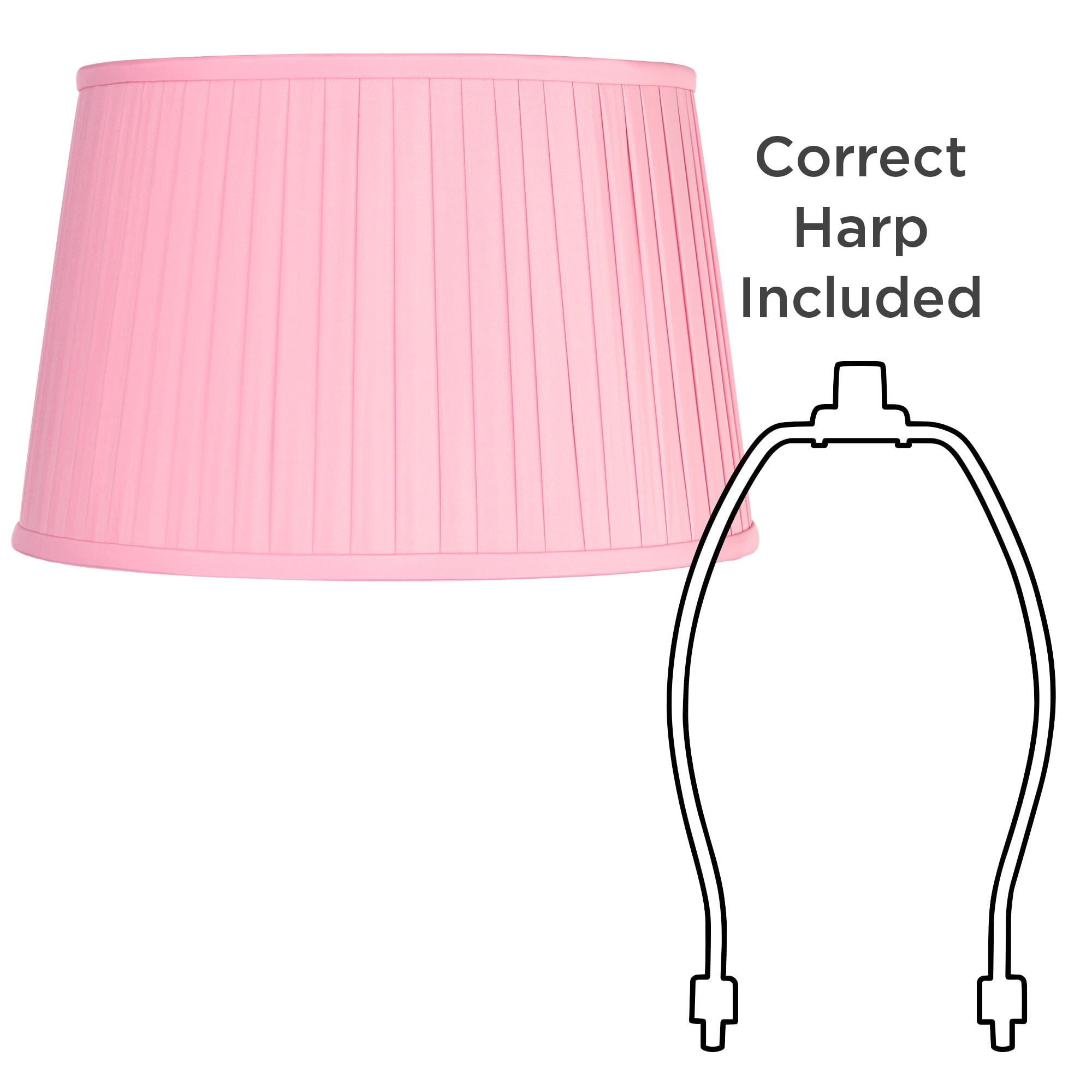 Springcrest 14" Top x 17" Bottom x 11" High x 11" Slant Lamp Shade Replacement Large Bright Pink Empire Pleated Spider Harp Finial