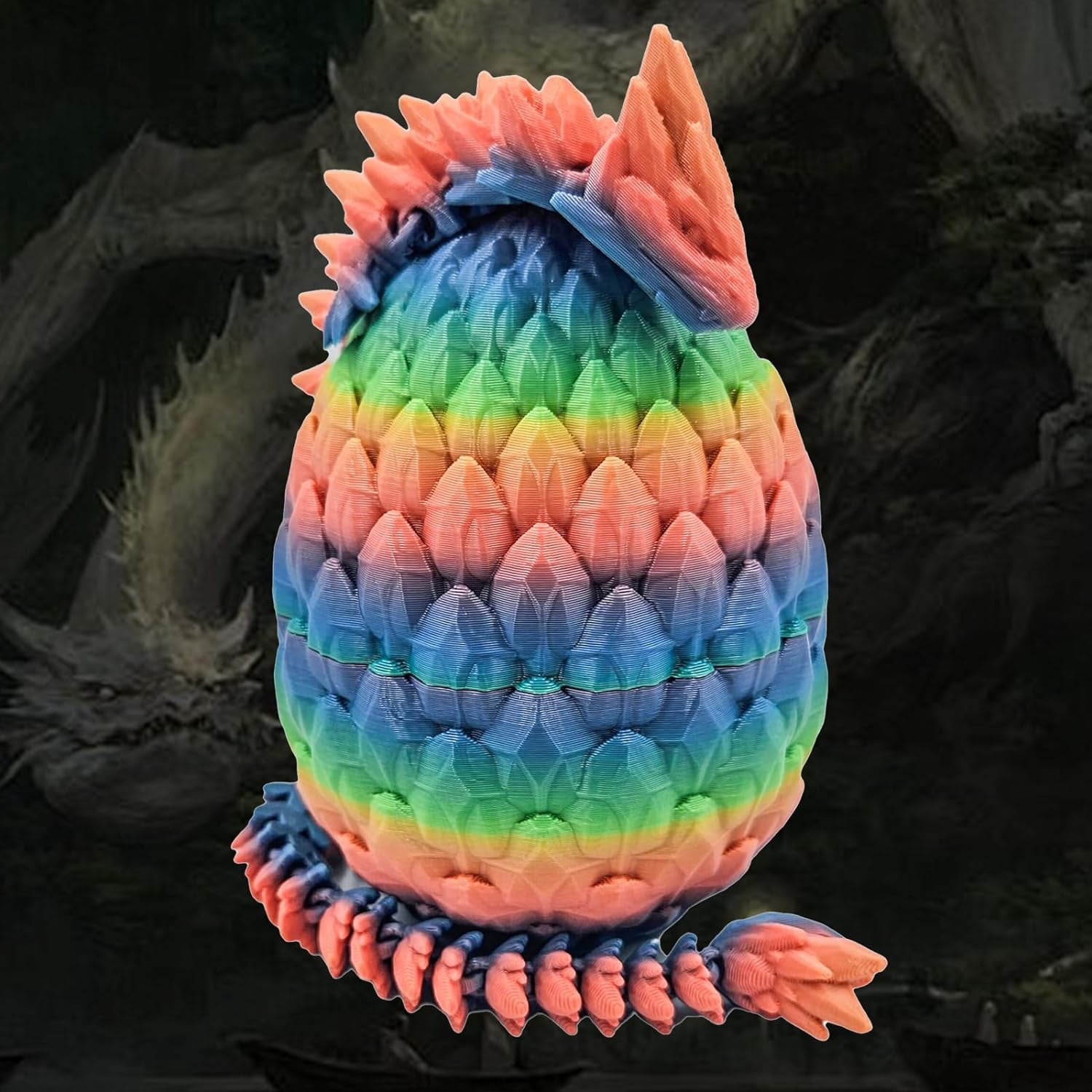 Home Office Desk Decor3D Printed Dragon Egg Crystal 3D Dragon Fidget Toys for Adult Articulated Dragon Egg Surprise Dragon Gifts