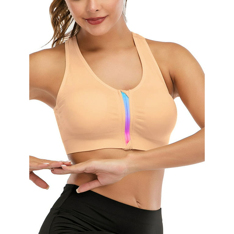 Women's Zip Front Sports Bra High Impact Active Yoga Bras Racerback Support  Bras for Gym Workout Fitness (Color : Yellow, Size : Medium) : :  Clothing, Shoes & Accessories
