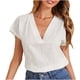 thumbnail image 2 of Puntoco 2024, tops a la moda de verano para mujer, camiseta informal holgada de manga corta con cuello en V liso, blusa, jersey, 2 of 6