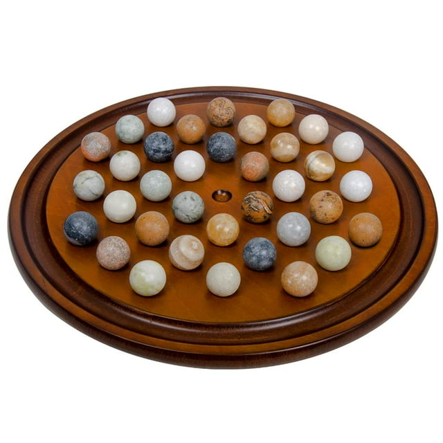 Juego de mesa solitario Arolly Wood acabado con 36 bolas naturales