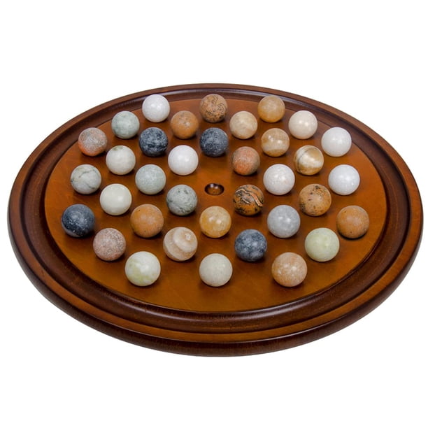 Juego de mesa solitario Arolly Wood acabado con 36 bolas naturales